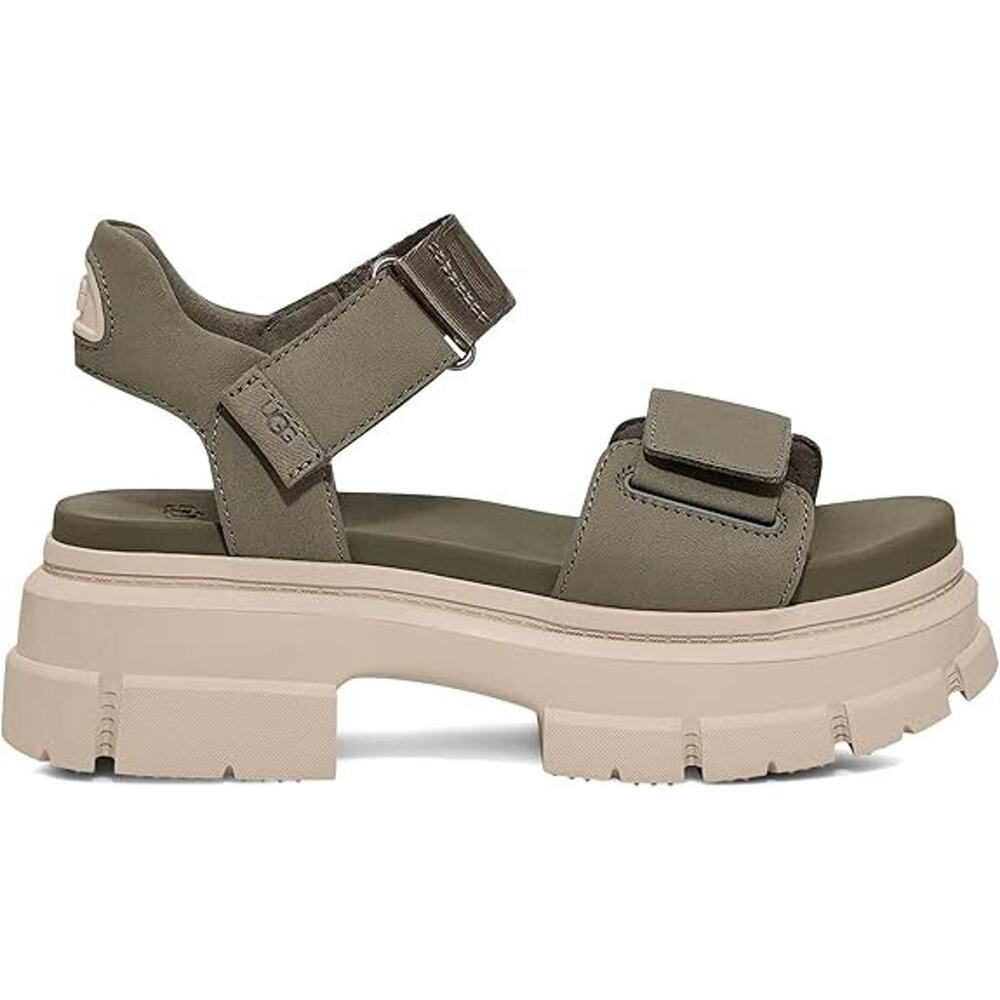UGG Women's Ashton Leather Slip on Platform Sandals, Moss Green Size 11M - Picture 2 of 5